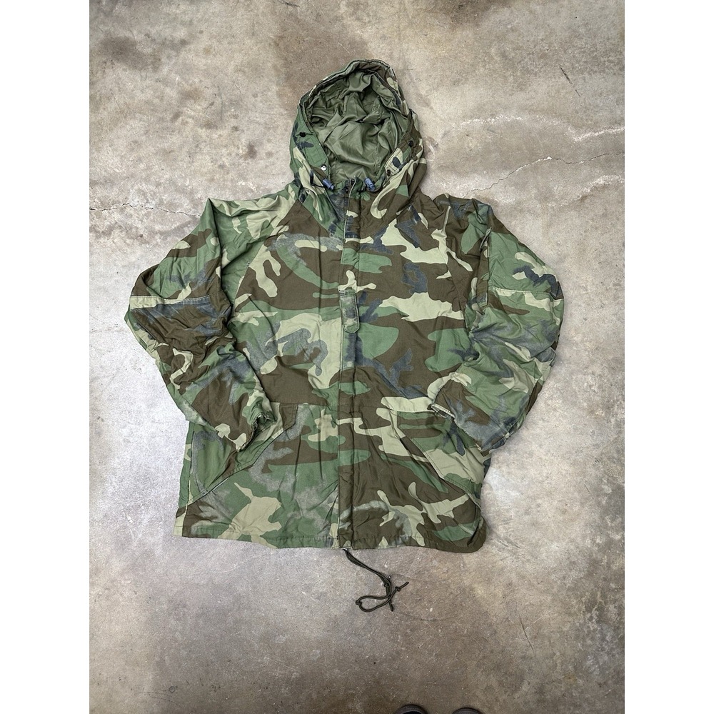 US Military Gore-Tex Woodland Camo Cold Weather Parka Jacket Large Regular